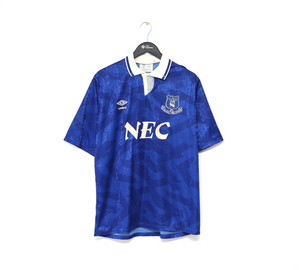 1991/93 EVERTON Vintage Umbro Home Football Shirt Jersey (L)