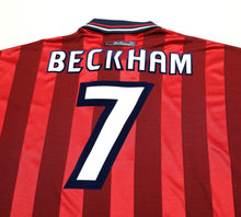 Load image into Gallery viewer, 1997/99 BECKHAM #7 England Vintage Umbro Away Football Shirt (XL) World Cup 98
