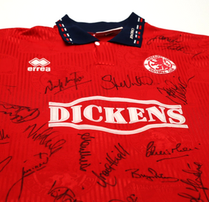 1994/95 MIDDLESBROUGH Vintage Errea Home Football Shirt Jersey (XL) SQUAD SIGNED