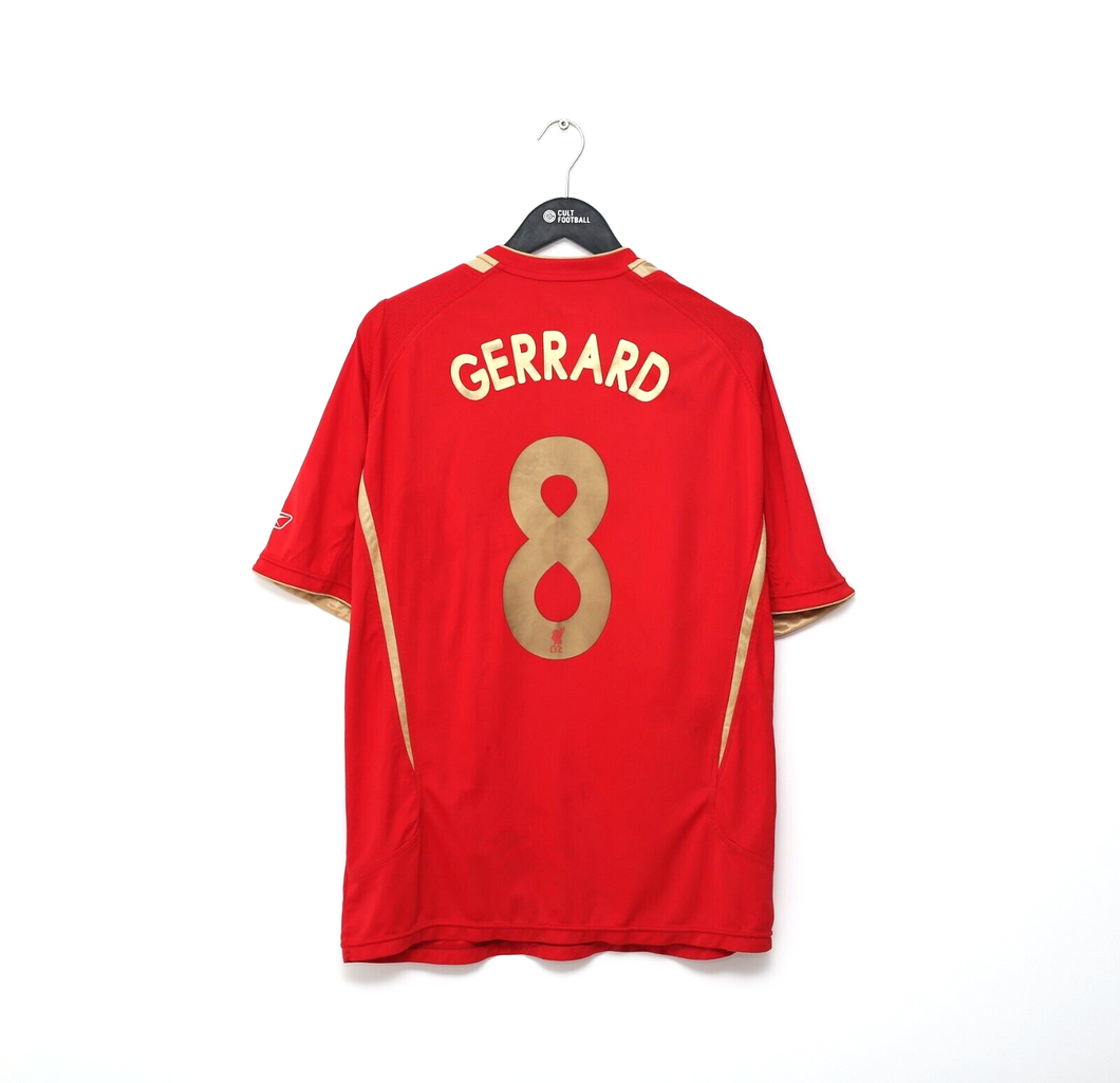 2005/06 GERRARD #8 Liverpool Vintage Reebok UCL Home Football Shirt Jersey (L)