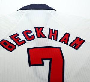 1997/99 BECKHAM #7 England Vintage Umbro Home Football Shirt (XL) World Cup 1998