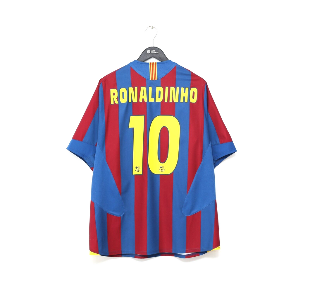 2005/06 RONALDINHO #10 Barcelona Vintage Nike Home Football Shirt Jersey (XL)